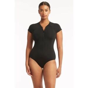 Sea Level Women's Eco Essentials Short Sleeve One Piece Swimsuit Size 12